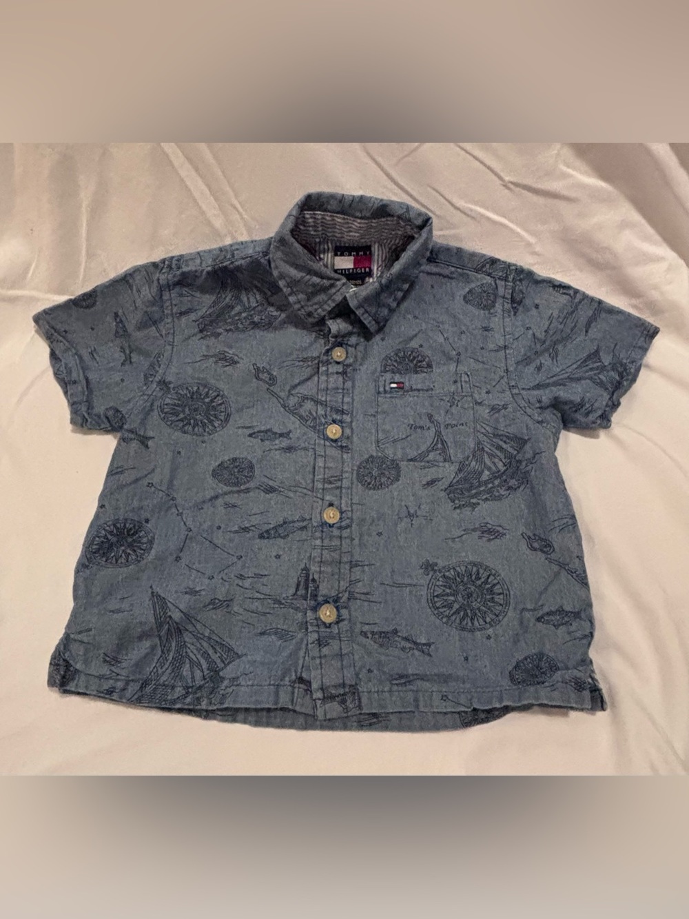 Tommy Hilfiger Tom’s Point, Nantucket 18-24M, Nautical-Print Button-Down Shirt